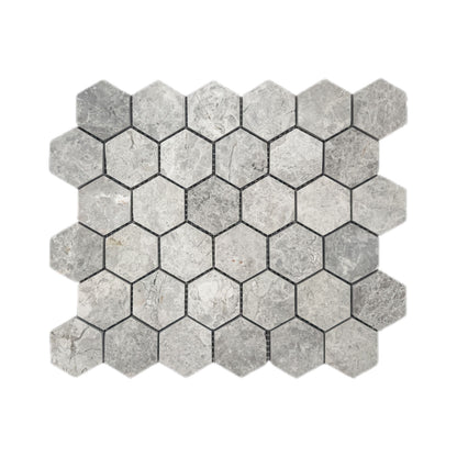 Silver Shadow Polished Marble Hexagon Mosaic Wall & Floor Tile - thumbnail 3
