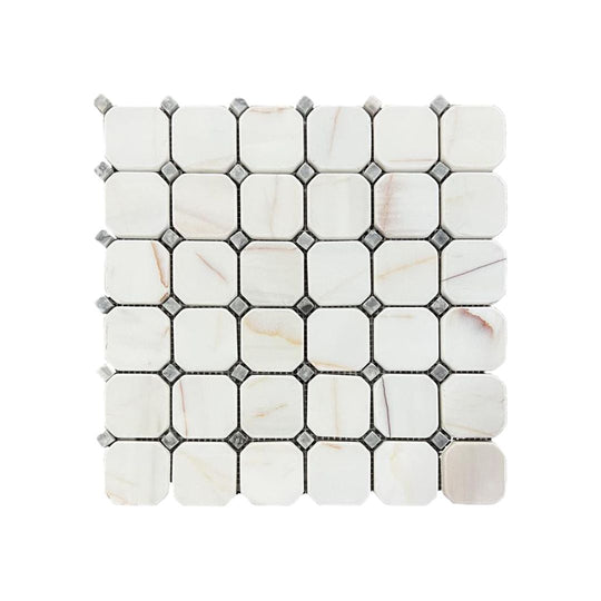 Dolomite Spider Tumbled Marble Octagon Mosaic Wall & Floor Tile