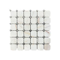 Full mesh-backed sheet of tumbled Dolomite Spider white marble octagon mosaic