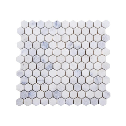 Carrara White Tumbled Marble 23mm Hexagon Mosaic Wall & Floor Tile - thumbnail 6