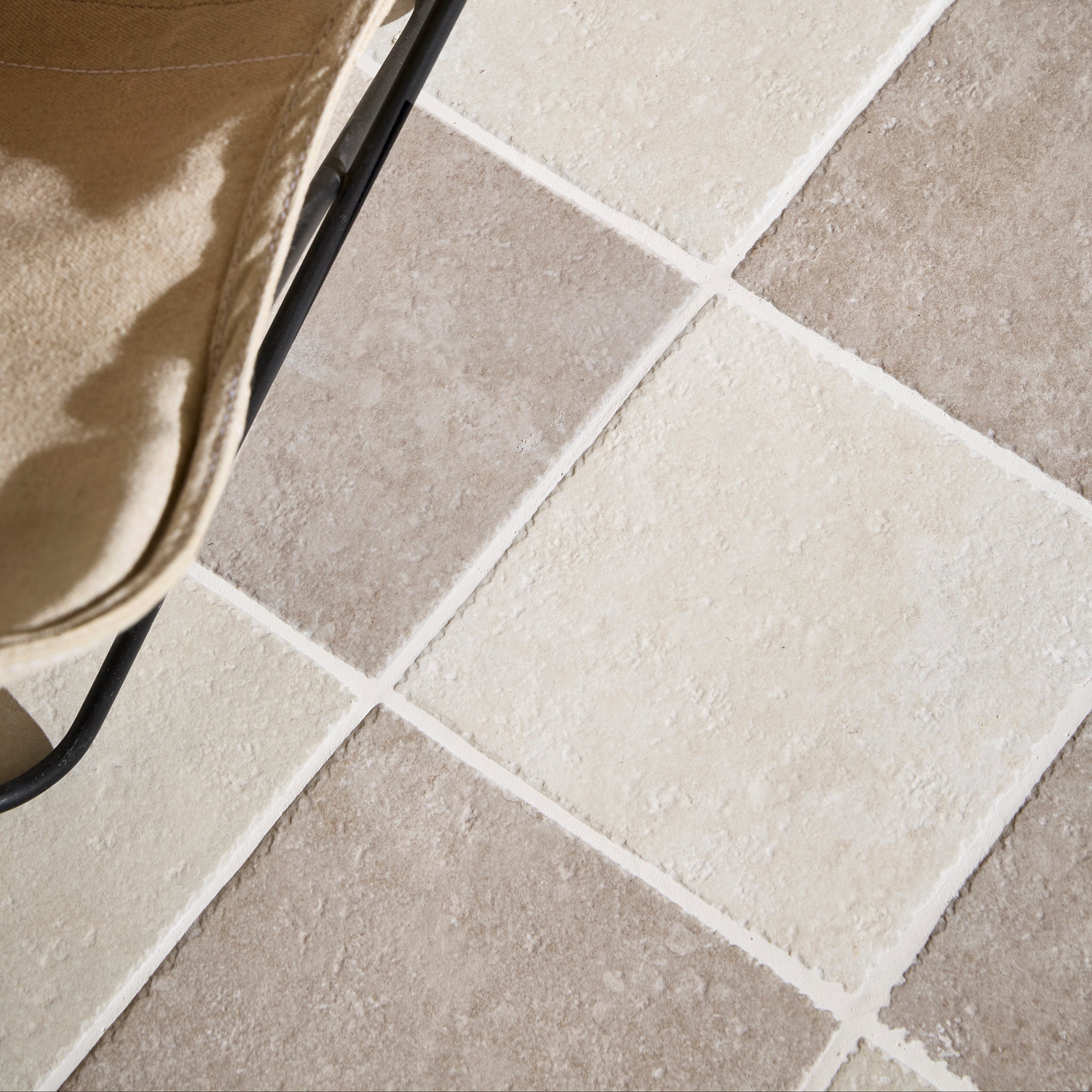 Abbey Porcelain Square Dove & Ivory Wall & Floor Tile 25x25cm