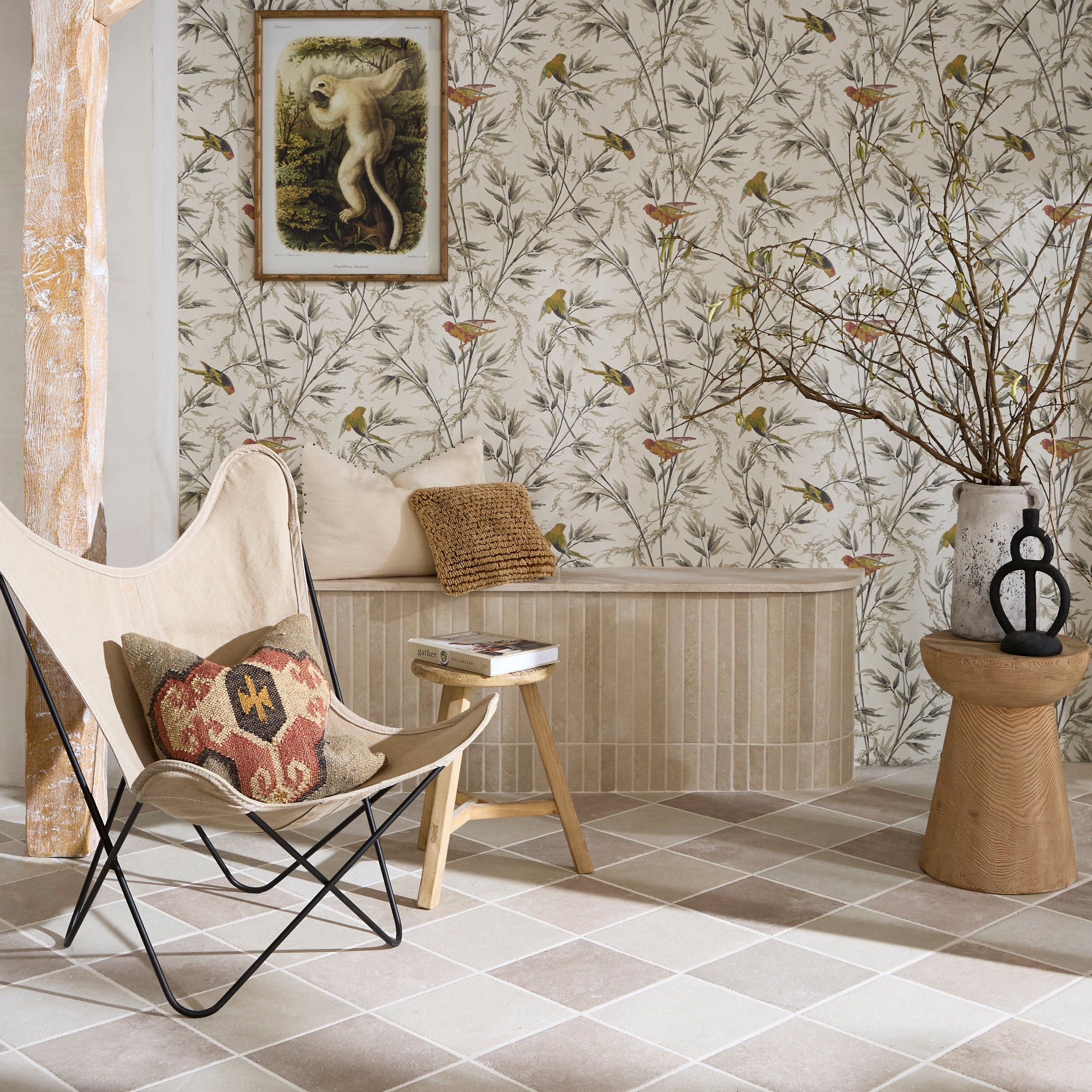 Abbey Porcelain Square Dove & Ivory Wall & Floor Tile 25x25cm