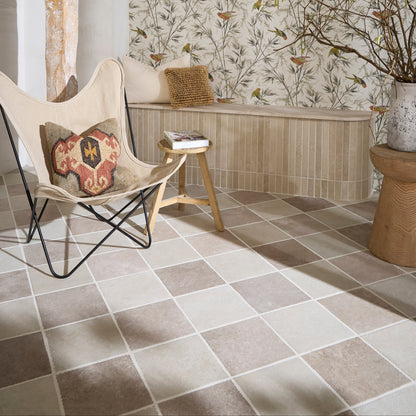 Abbey Porcelain Square Dove & Ivory Wall & Floor Tile 25x25cm