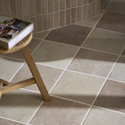 Abbey Porcelain Square Dove & Ivory Wall & Floor Tile 25x25cm
