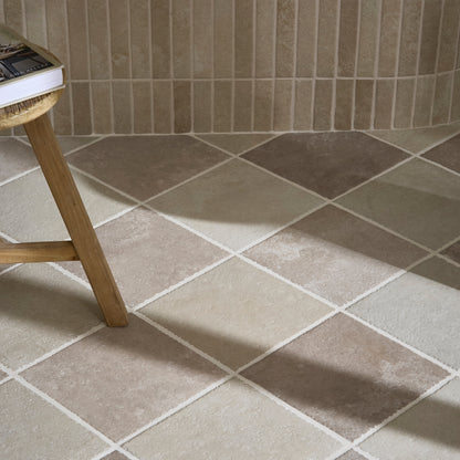 Abbey Porcelain Square Dove & Ivory Wall & Floor Tile 25x25cm