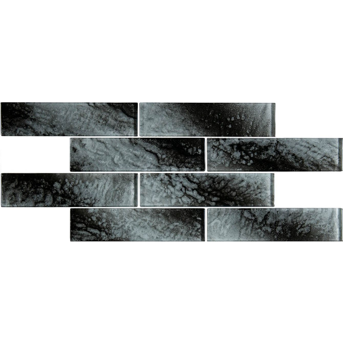 Ammon Brickbond Glass Mosaic Wall Tile - Gloss - Grey