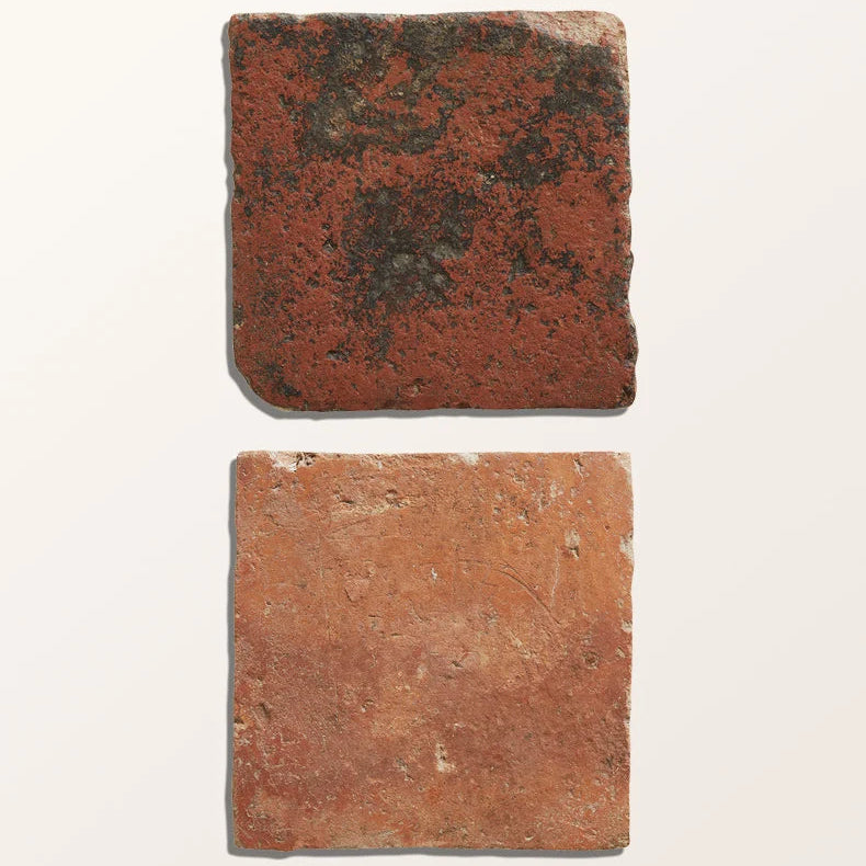 Antique Burgundy Terracotta Reclaimed Tile 15x15cm - Handmade