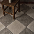 Ascoli porcelain grigio floor tiles with checkerboard pattern in gray and beige matte stone finish 40 x 40 cm