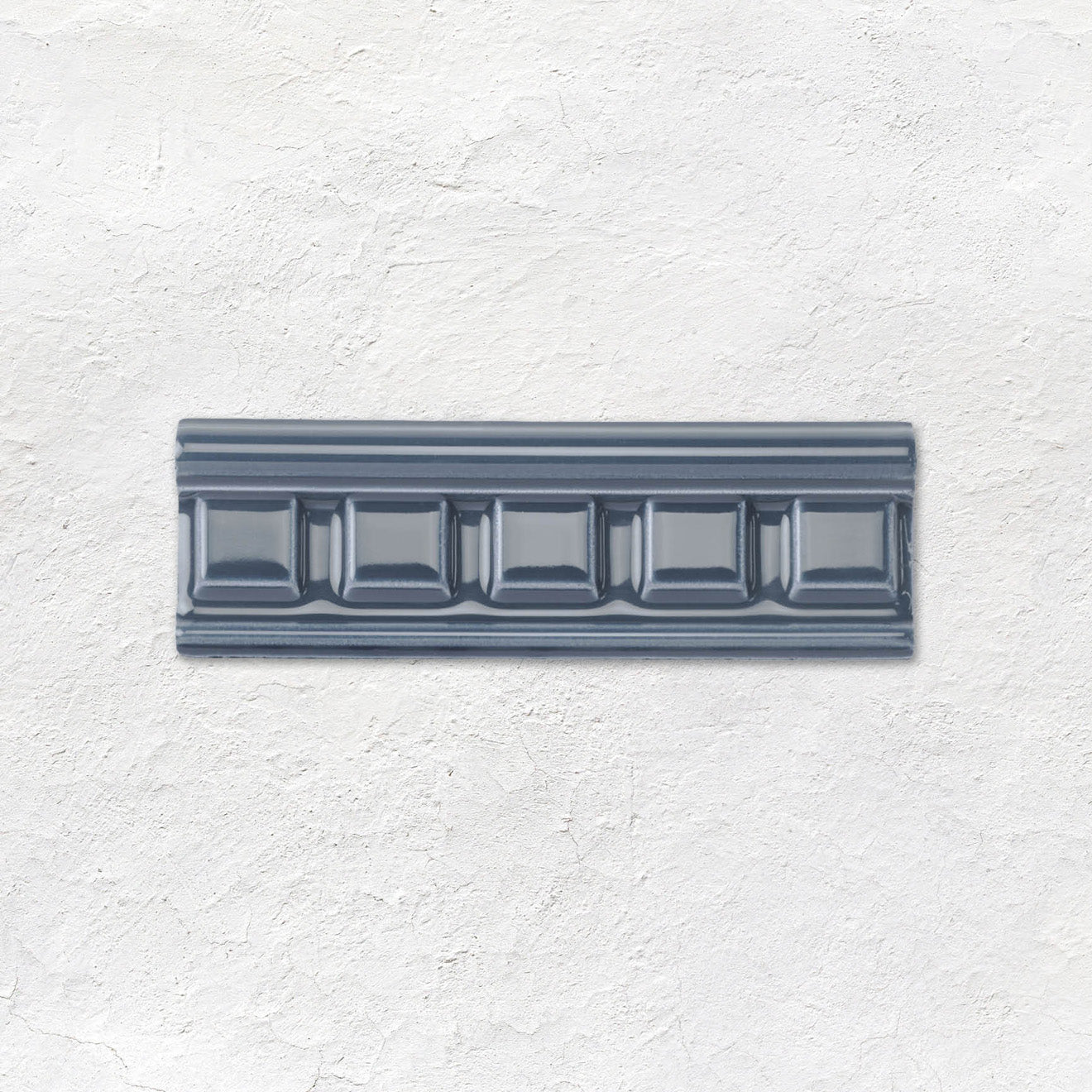 Ascot Blue Dentil Moulding Ceramic Wall Tile 152x50mm - Gloss