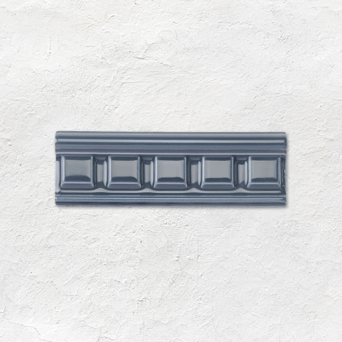 Ascot Blue Dentil Moulding Ceramic Wall Tile 152x50mm - Gloss