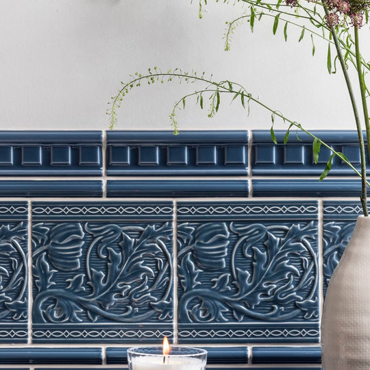 Ascot Blue Dentil Moulding Ceramic Wall Tile 152x50mm - alternate view