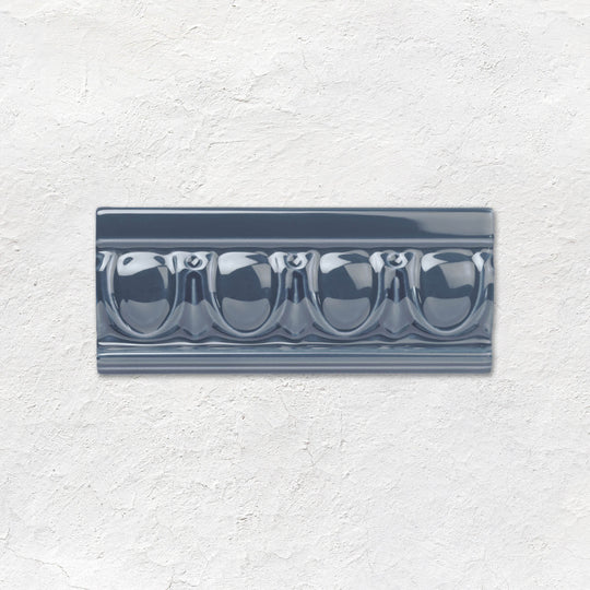 Ascot Blue Egg & Dart Moulding Ceramic Wall Tile 152x65mm