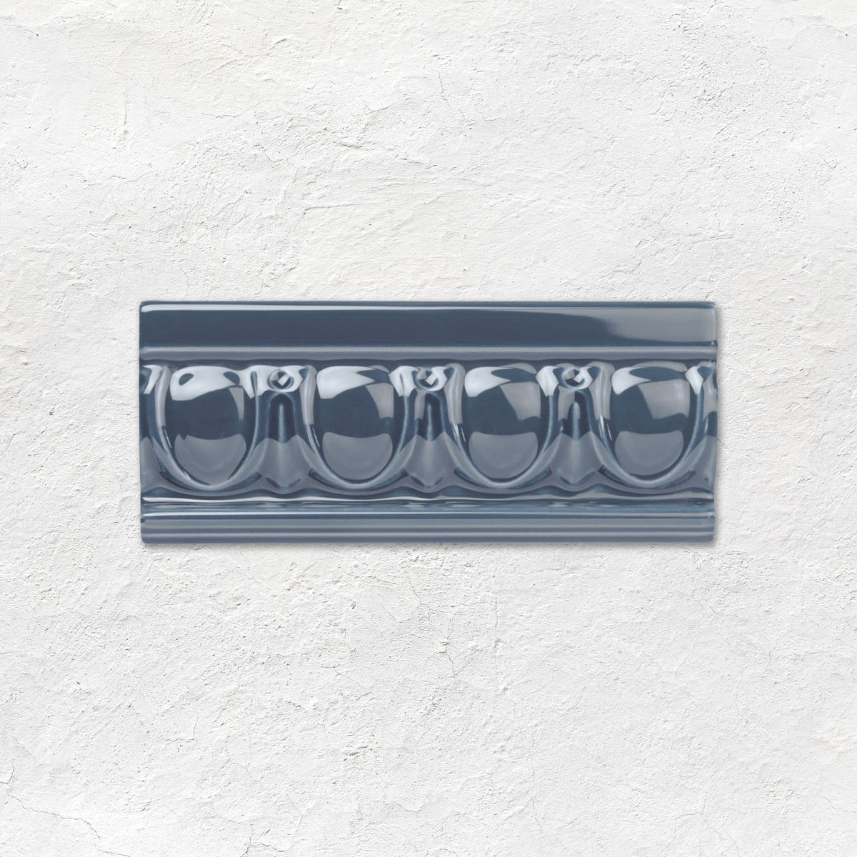 Ascot Blue Egg & Dart Moulding Ceramic Wall Tile 152x65mm - Gloss