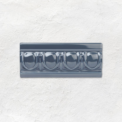 Ascot Blue Egg & Dart Moulding Ceramic Wall Tile 152x65mm