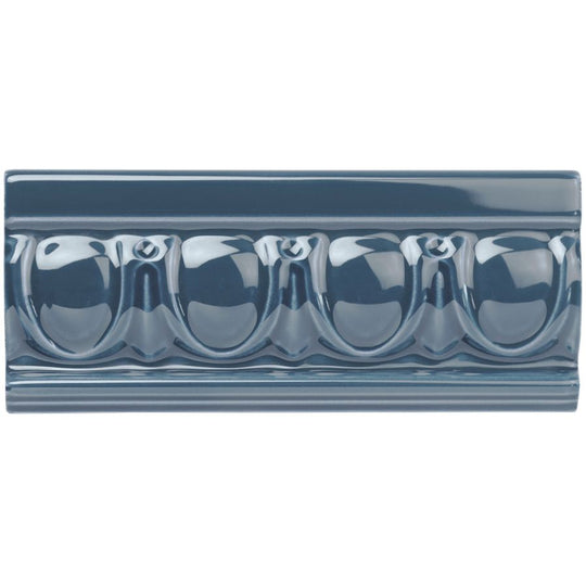 Ascot Blue Egg & Dart Moulding Ceramic Wall Tile 152x65mm - alternate view