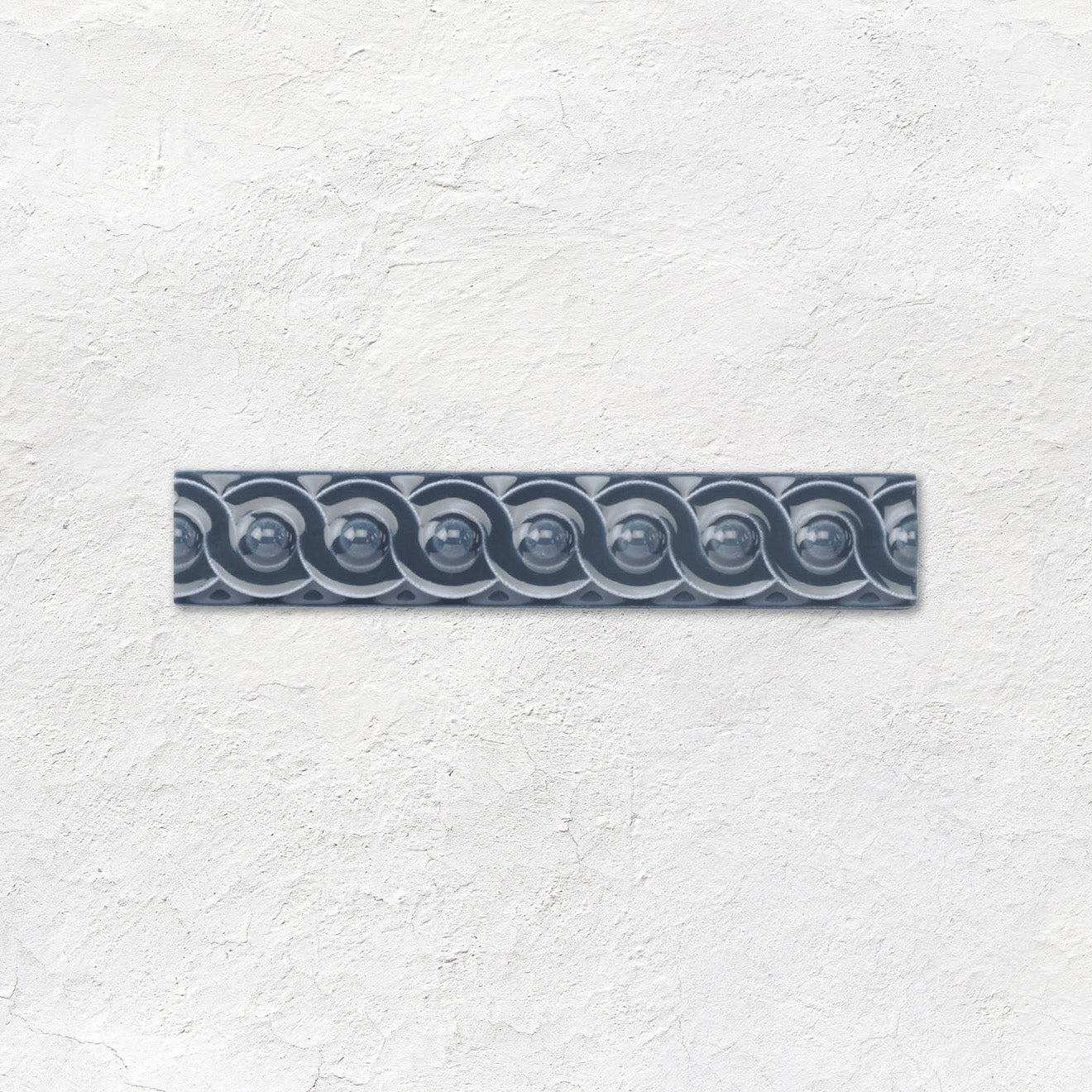 Ascot Blue Scroll Moulding Ceramic Wall Tile 152x29mm - Gloss
