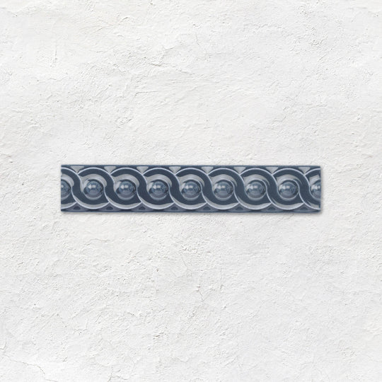 Ascot Blue Scroll Moulding Ceramic Wall Tile 152x29mm