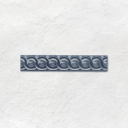 Ascot Blue Scroll Moulding Ceramic Wall Tile 152x29mm