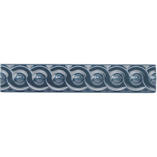 Ascot Blue Scroll Moulding Ceramic Wall Tile 152x29mm - alternate view