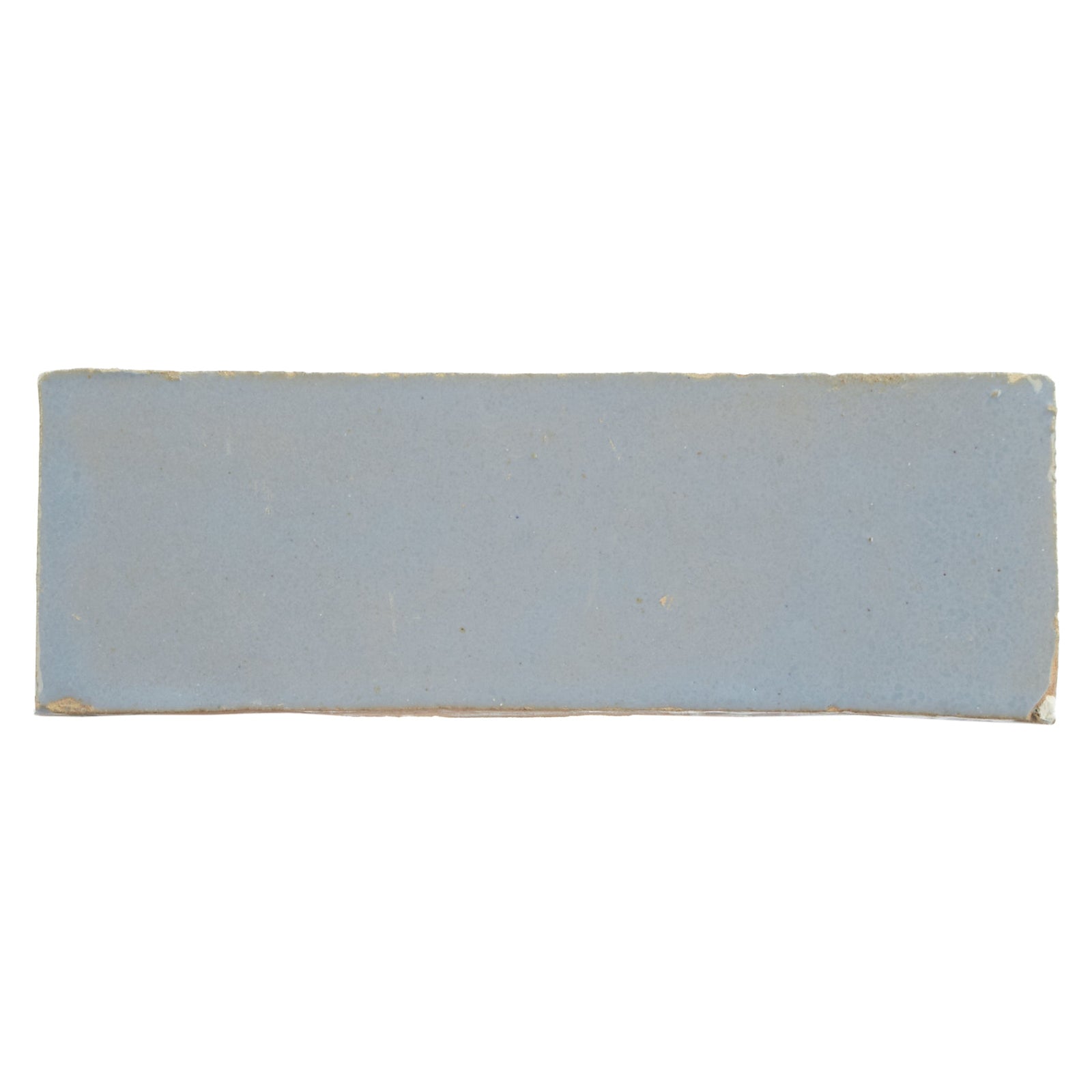 Medina cornflower blue rectangle handmade moroccan zellige tile in light gray ceramic with matte finish and uneven edges