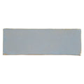 Medina cornflower blue rectangle handmade moroccan zellige tile in light gray ceramic with matte finish and uneven edges