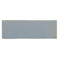 Medina cornflower blue rectangle handmade moroccan zellige tile with light blue ceramic and weathered chipped glaze edges