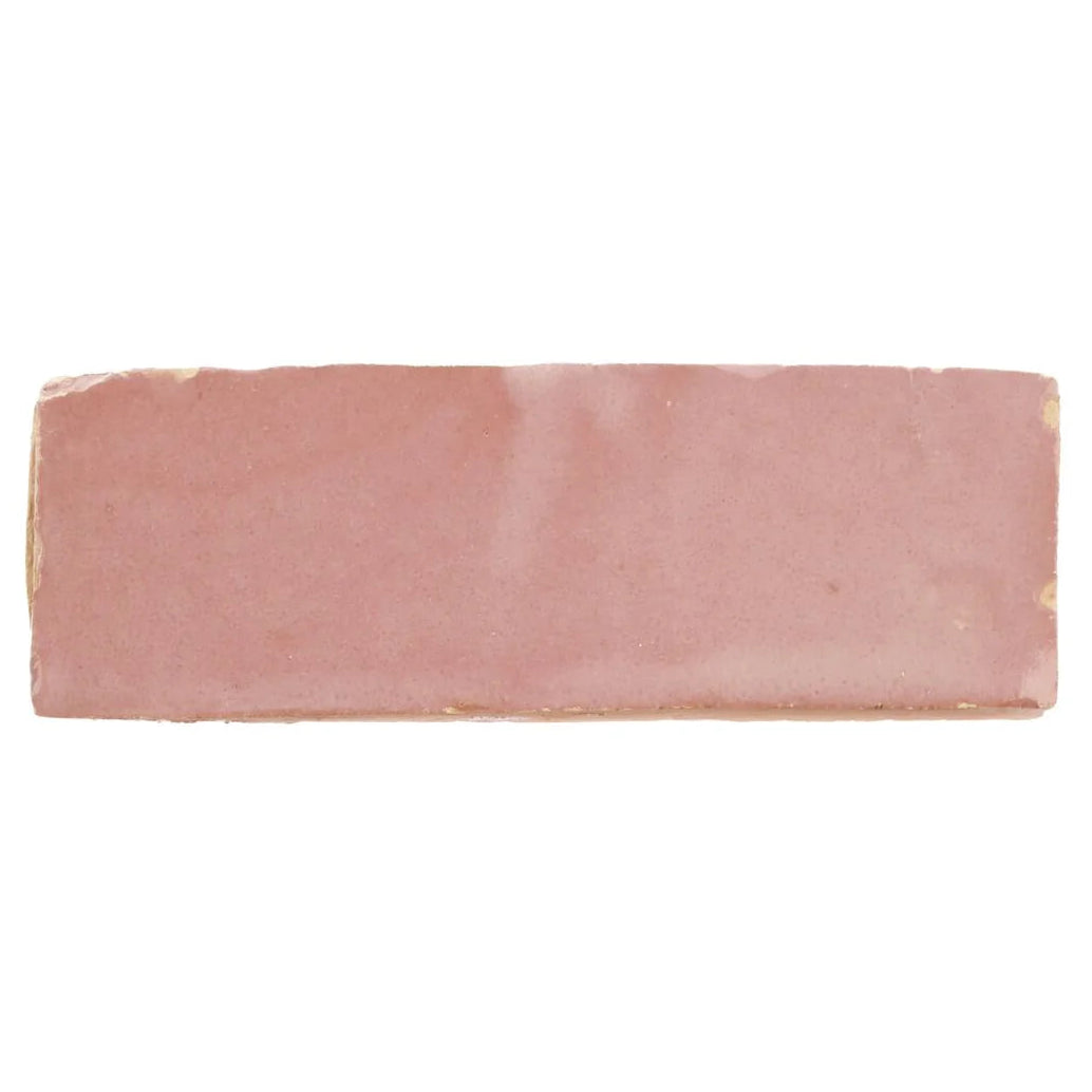 Medina leather pale rectangle handmade moroccan zellige tile with matte finish soft pinkish brown terracotta color