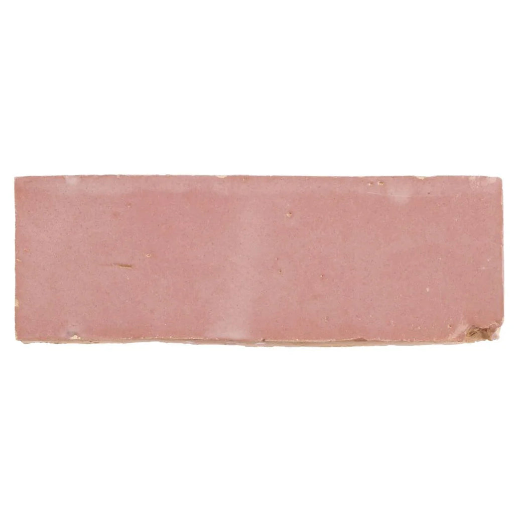 A rectangular matte finish terracotta medina leather pale rectangle handmade moroccan zellige tile in soft pinkish brown