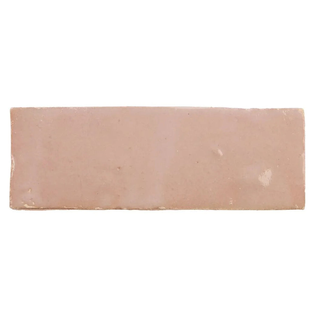 Medina leather pale rectangle handmade moroccan zellige tile with matte terracotta finish and warm beige hues