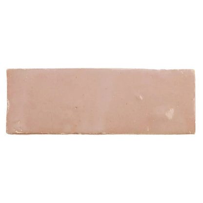 Medina leather pale rectangle handmade moroccan zellige tile with matte terracotta finish and warm beige hues