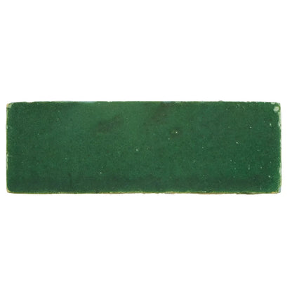 Medina moss green rectangle handmade moroccan zellige tile deep green ceramic with textured surface and subtle edge imperfections