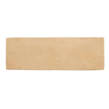 A rectangular beige terracotta medina raw rectangle handmade moroccan zellige tile with a matte finish and subtle imperfections