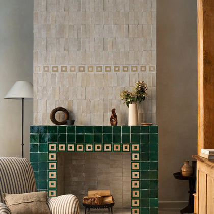 Cloudy White Rectangle Handmade Moroccan Zellige