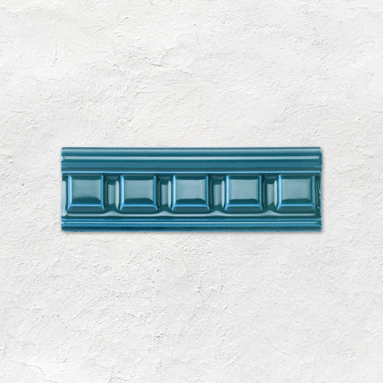 Baroque Blue Dentil Moulding Ceramic Wall Tile 152x50mm
