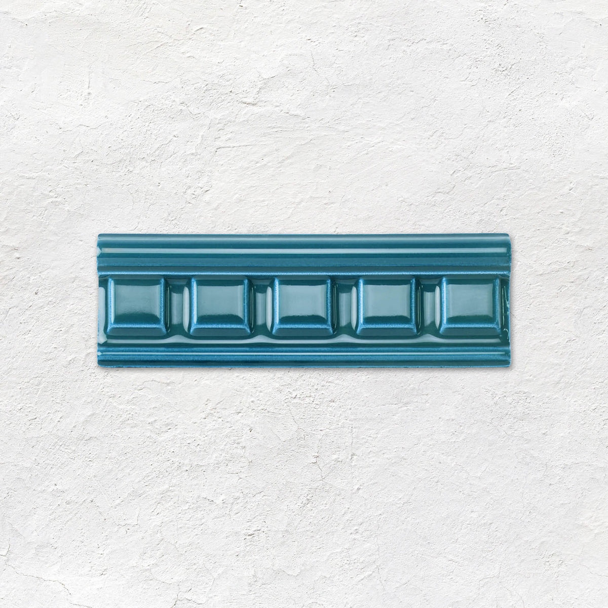 Baroque Blue Dentil Moulding Ceramic Wall Tile 152x50mm - Gloss