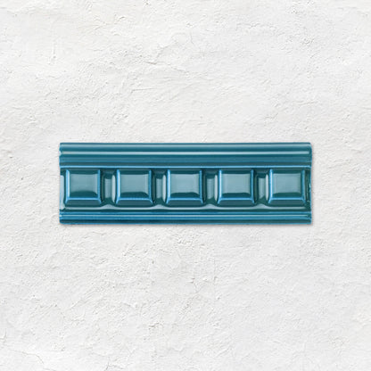 Baroque Blue Dentil Moulding Ceramic Wall Tile 152x50mm