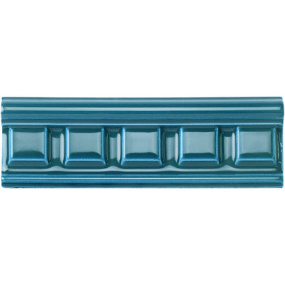 Baroque Blue Dentil Moulding Ceramic Wall Tile 152x50mm