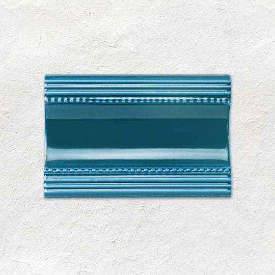 Baroque Blue Plain Cornice Ceramic Wall Tile 152x75mm