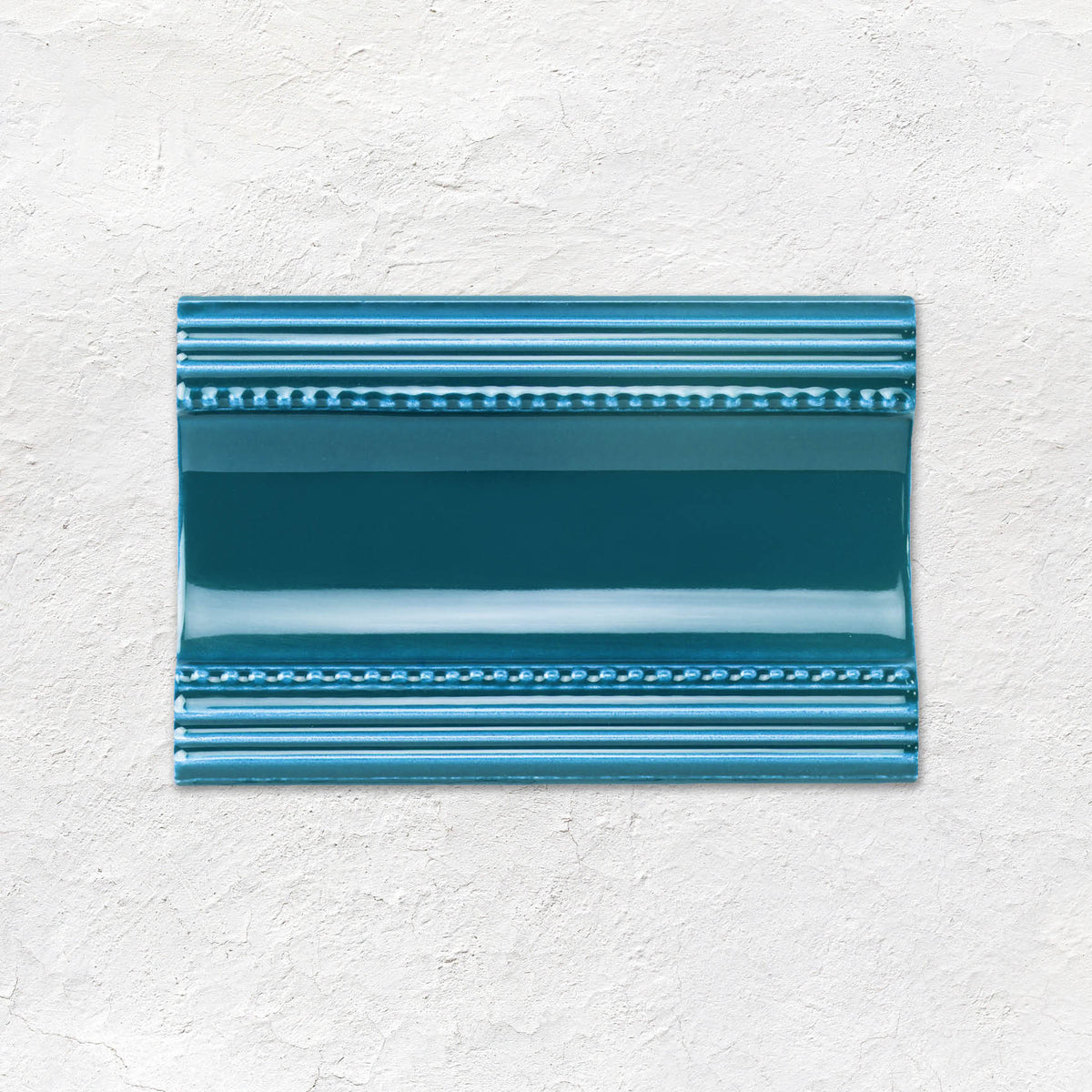 Baroque Blue Plain Cornice Ceramic Wall Tile 152x75mm - Gloss