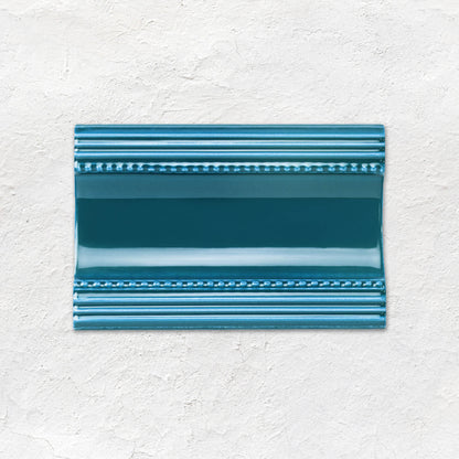 Baroque Blue Plain Cornice Ceramic Wall Tile 152x75mm