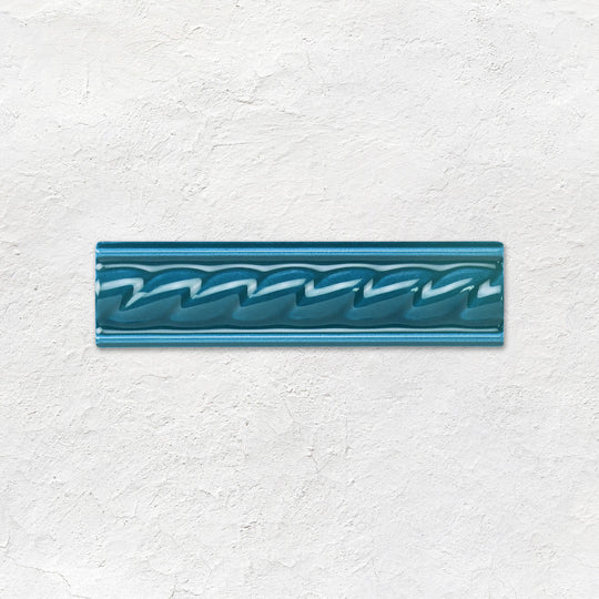 Baroque Blue Rope Moulding Ceramic Wall Tile 152x40mm