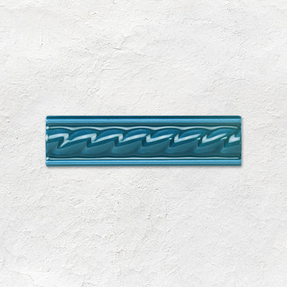 Baroque Blue Rope Moulding Ceramic Wall Tile 152x40mm