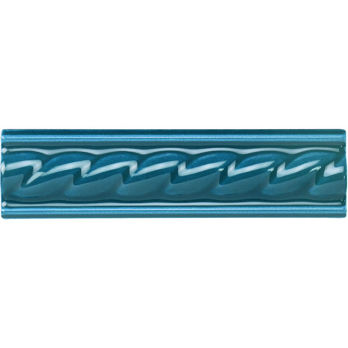 Baroque Blue Rope Moulding Ceramic Wall Tile 152x40mm - Gloss