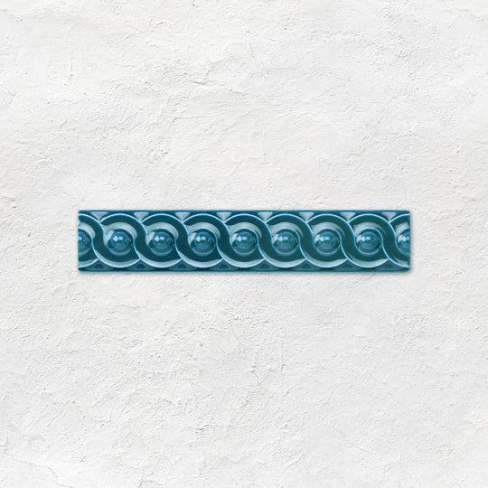 Baroque Blue Scroll Moulding Ceramic Wall Tile 152x29mm