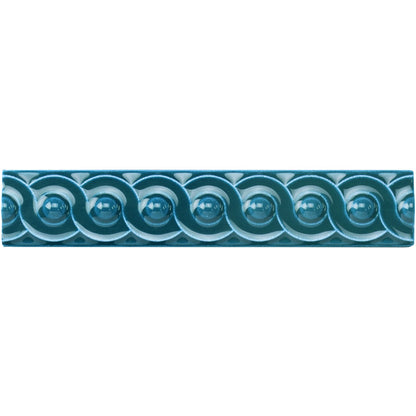 Baroque Blue Scroll Moulding Ceramic Wall Tile 152x29mm