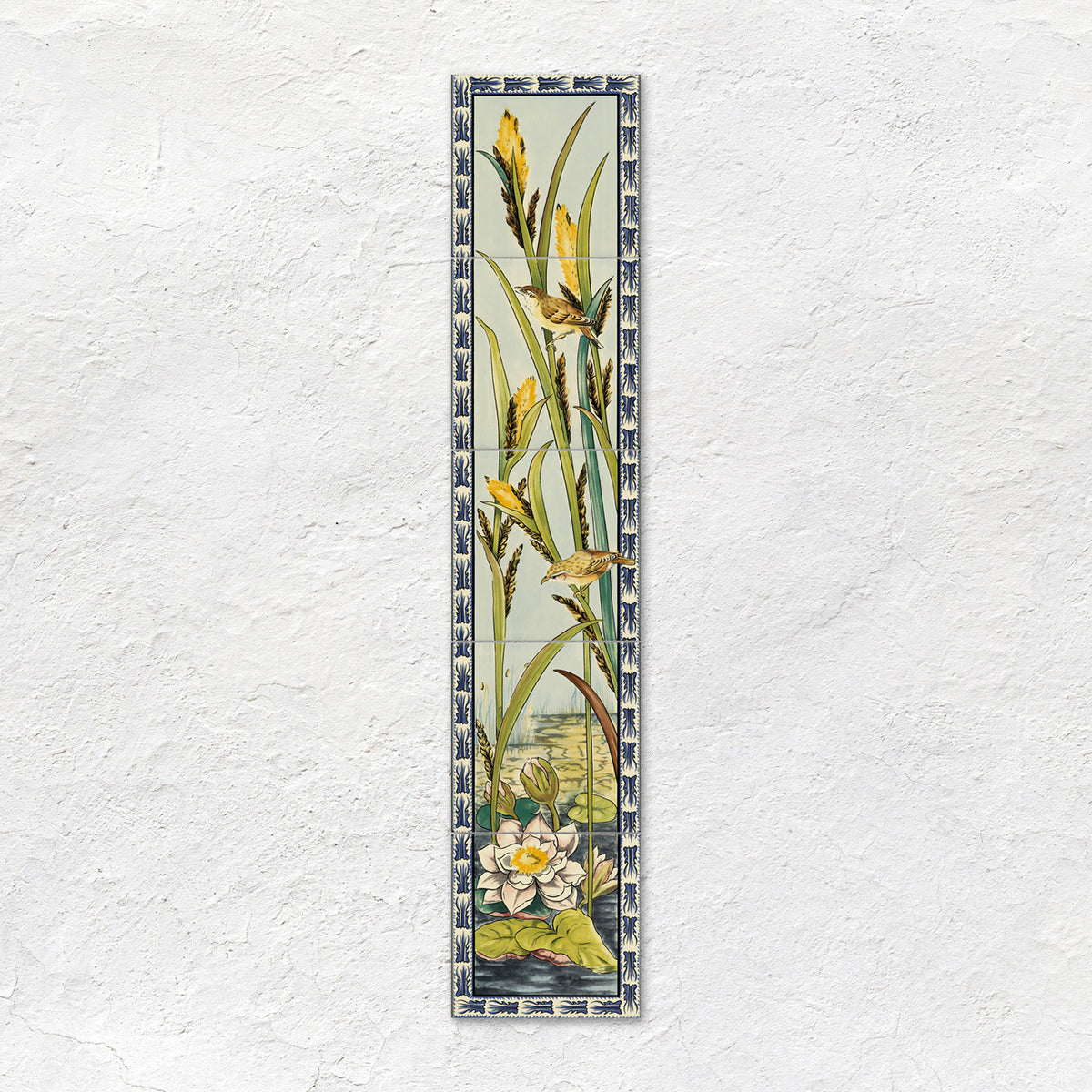 Birds & Rushes 5 Tile Set on County White