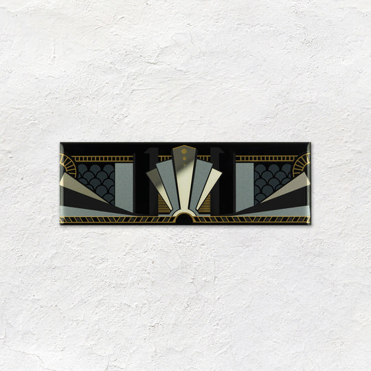 Black Manhattan Border With real Gold and Platinum on Black Ceramic Wall Tile 152x50mm