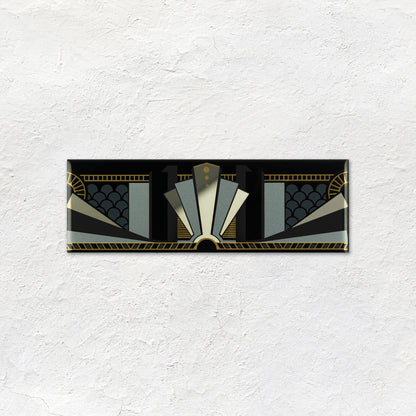 Black Manhattan Border With real Gold and Platinum on Black Ceramic Wall Tile 152x50mm