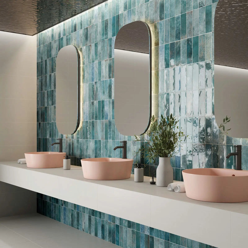 ArtSquare Blu 31.6 x 60cm ceramic gloss metro tile room setting