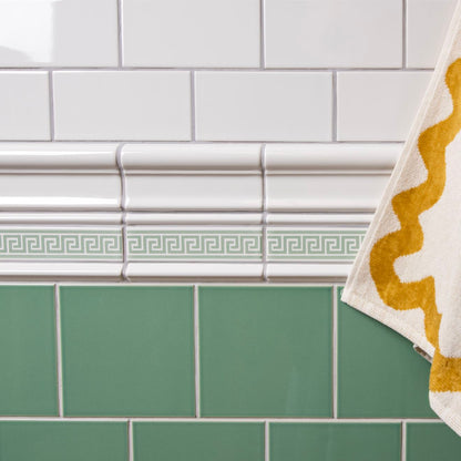Brilliant White Astragal Moulding Ceramic Wall Tile 152x21mm